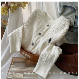 Áo len cardigan nữ cổ tròn mã 1139 phối thêu, họa tiết vặn thừng, chất len dầy dặn co giãn 7