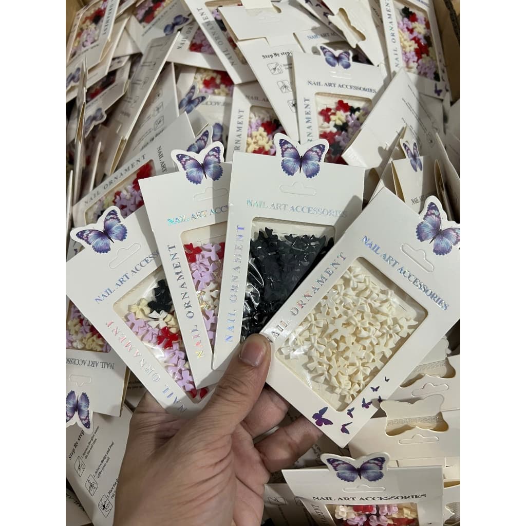 Sét Charm Nơ Nhựa Đủ Màu Siêu Xinh Charm Nơ Nail Chất Liệu Nhựa Màu Sắc Đa Dạng Tạo Điểm Nhấn Cho Móng Tay