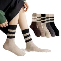 Tất Nữ - Set 10 Đôi Tất vớ nữ Cổ Cao Kiểu Dáng 3 Sọc Ngang Thấm Hút Mồ Hôi Thoáng Mát VINBEO 5