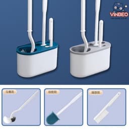Bộ 3 Bàn Chải Vệ Sinh Toilet Cán Dài 360 Độ - Set 3 Bàn Chải Silicone Treo Tường Dùng Vệ Sinh Nhà Tắm Tiện Dụng VINBEO 1