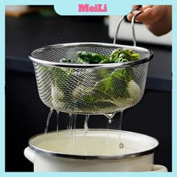 Rổ Lưới Inox "Trụng Rau " Có Tay Cầm Size 18cm – Rổ Lọc Có Tay Cầm Để Chiên Và Nấu Ăn Vớt Mì, Luộc Há Cảo – Inox Dày Bền 1