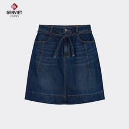 Chân váy jean chữ A ngắn GENVIET JEANS chất Denim basic cạp cao dễ phối đồ thanh lịch 9110 5