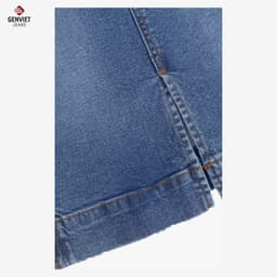 Chân váy jean nữ dáng chữ A midi GENVIET JEANS xẻ tà trước mài nhẹ cạp cao giấu bụng thanh lịch basic TJ1228J09113 3