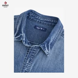 [ẨN] Áo sơ mi jean nam GENVIET JEANS dài tay dáng ôm vải denim cotton mềm hiệu ứng giặt loang basic tôn dáng 9092 3