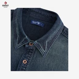 [ẨN] Áo sơ mi jean nam GENVIET JEANS dài tay dáng ôm vải denim cotton mềm hiệu ứng giặt loang basic tôn dáng 9092 7