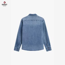 [ẨN] Áo sơ mi jean nam GENVIET JEANS dài tay dáng ôm vải denim cotton mềm hiệu ứng giặt loang basic tôn dáng 9092 8