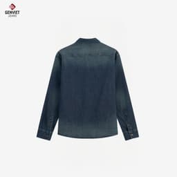 [ẨN] Áo sơ mi jean nam GENVIET JEANS dài tay dáng ôm vải denim cotton mềm hiệu ứng giặt loang basic tôn dáng 9092 5