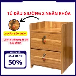 Tủ Đầu Giường 2 Ngăn Kéo Có Khoá Gỗ MDF Cao Cấp - Kệ Đầu Giường Có Ngăn Khoá 2 Ngăn Kéo Tiện Dụng và Sang Trọng 6