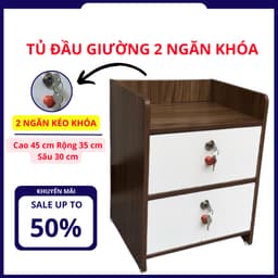 Tủ Đầu Giường 2 Ngăn Kéo Có Khoá Gỗ MDF Cao Cấp - Kệ Đầu Giường Có Ngăn Khoá 2 Ngăn Kéo Tiện Dụng và Sang Trọng 7