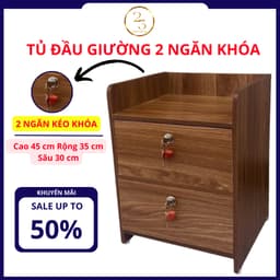 Tủ Đầu Giường 2 Ngăn Kéo Có Khoá Gỗ MDF Cao Cấp - Kệ Đầu Giường Có Ngăn Khoá 2 Ngăn Kéo Tiện Dụng và Sang Trọng 1