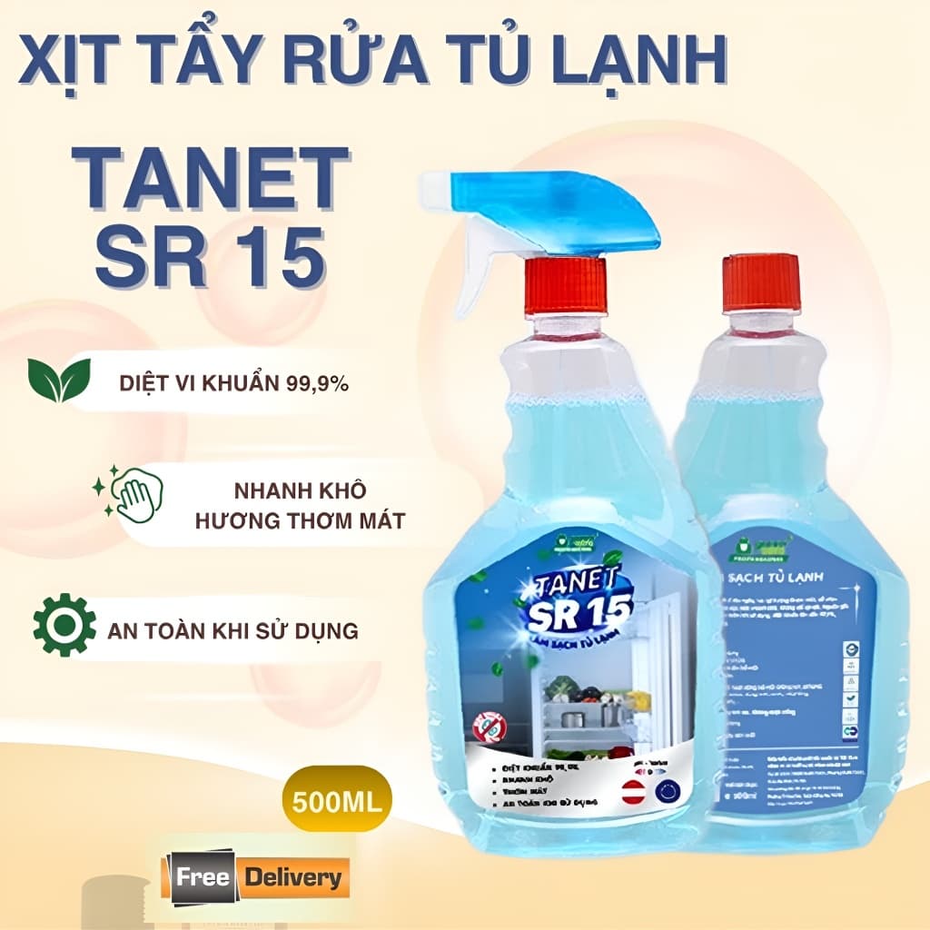 Xịt Vệ Sinh Tủ Lạnh Đa Năng TANET SR15 500ml – Khử Mùi, Tẩy Sạch Mảng Bám, Diệt Khuẩn