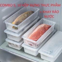 Combo 5,10 Hộp đựng thực phẩm dài chữ nhật nhựa Việt Nhật hàng cao cấp thịt cá để tủ lạnh kèm khay ráo nước 6586 1