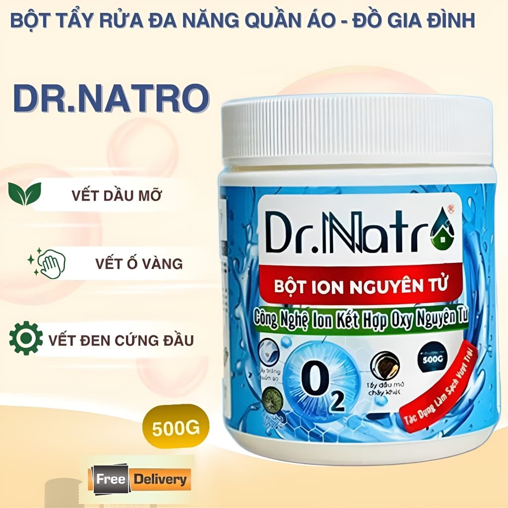 Bột Tẩy Đa Năng Siêu Sạch Dr Natro 500g – Tẩy Ố Vàng, Dầu Mỡ, Mốc Cứng Đầu