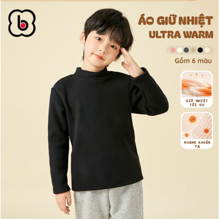 Áo giữ nhiệt Ultra Warm cho bé trai BabyloveGO áo thu đông dài tay cổ lọ mềm mịn ấm áp cho bé 1-10 tuổi