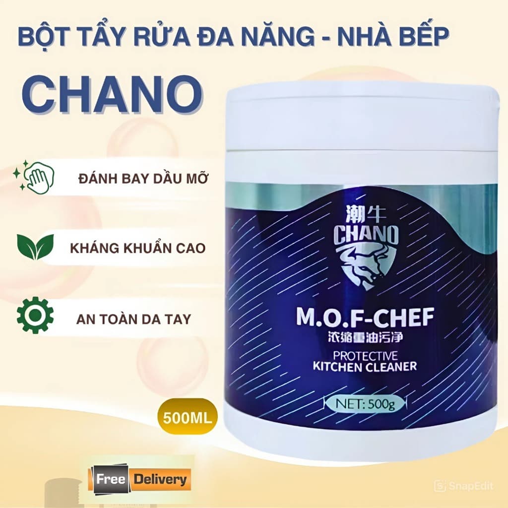 Bột Tẩy Đa Năng Siêu Sạch MOF Chano 500g – Tẩy Ố Vàng, Dầu Mỡ, Mốc Cứng Đầu