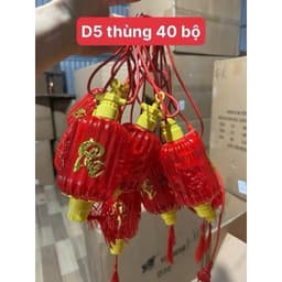 Dây đèn LED lồng đèn đỏ chữ Phúc D7 Tròn Trụ trang trí lễ Tết 10 quả đèn dài 5m cắm điện 4