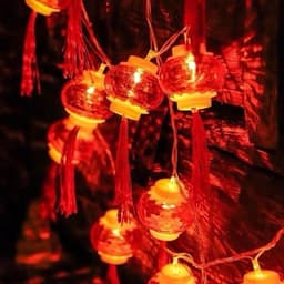 Dây đèn LED 5m 12 quả đèn lồng mini đỏ may mắn trang trí Tết 2 lớp cắm điện tiện lợi cho lễ Tết 3