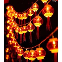 Dây đèn LED 5m 12 quả đèn lồng mini đỏ may mắn trang trí Tết 2 lớp cắm điện tiện lợi cho lễ Tết 1
