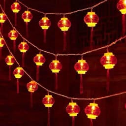 Dây đèn LED 5m 12 quả đèn lồng mini đỏ may mắn trang trí Tết 2 lớp cắm điện tiện lợi cho lễ Tết 2