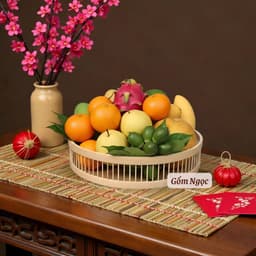 Mâm đựng bát đĩa - Khay đựng bộ bát đĩa hoa mặt trời - Mâm để bộ bán đĩa cúng gia tiên 8