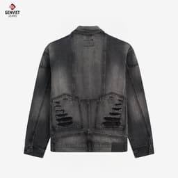 Áo khoác jean nam dáng suông GENVIET JEANS vải denim cao cấp trẻ trung thanh lịch 9093 4
