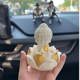 Tượng phật Sakyamuni ngồi đài sen mini để taplo ô tô, bàn làm việc mang lại bình an và may mắn 4