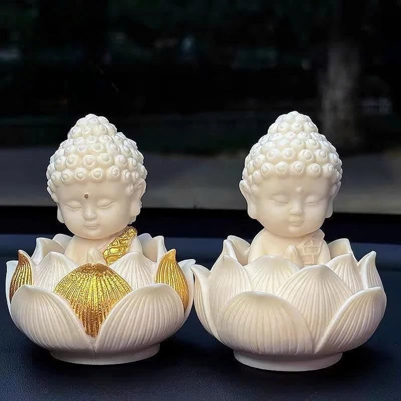 Tượng phật Sakyamuni ngồi đài sen mini để taplo ô tô, bàn làm việc mang lại bình an và may mắn