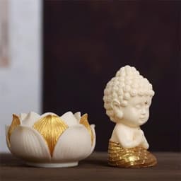 Tượng phật Sakyamuni ngồi đài sen mini để taplo ô tô, bàn làm việc mang lại bình an và may mắn 7