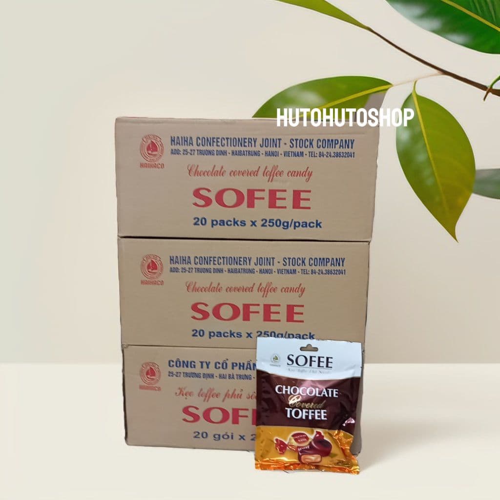 Thùng 20 gói kẹo Socola Sofee Toffee Hải Hà mềm dẽo, béo ngậy, thơm dịu
