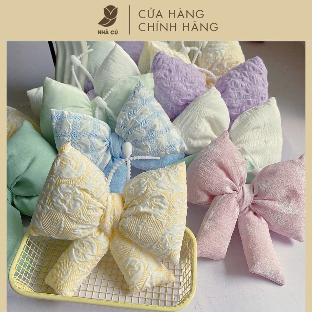Móc Khóa Charm Nơ Chần Bông NHÀ CÚ Size Đại Cài Túi Xách Vải Xốp Phong Cách Dễ Thương Hàn Quốc Korea 148