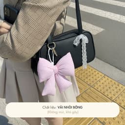 Móc Khóa Charm Nơ Chần Bông NHÀ CÚ Size Đại Cài Túi Xách Vải Xốp Phong Cách Dễ Thương Hàn Quốc Korea 148 3