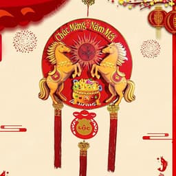 Dải Treo Ngựa Xoay 2027 - Trang Trí Tết Độc Đáo với Vòng Xoay Ngựa 2