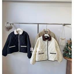 [𝑻𝒉𝒆𝑴𝒂𝒚 - BEST] Áo Khoác Phao Trám Cổ Sen Nhung Tăm Phối Màu Hàn Quốc BEST 3108 Hàng QC 4