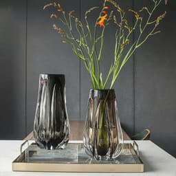 Bình hoa thủy tinh màu xám trong gân xương rồng - bình trang trí - bình trưng bày - HDBTT0022 2