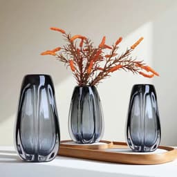 Bình hoa thủy tinh màu xám trong gân xương rồng - bình trang trí - bình trưng bày - HDBTT0022 8