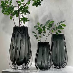Bình hoa thủy tinh màu xám trong gân xương rồng - bình trang trí - bình trưng bày - HDBTT0022 1