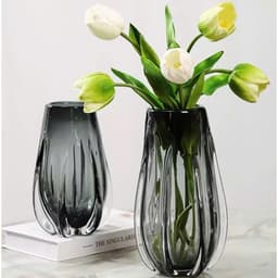 Bình hoa thủy tinh màu xám trong gân xương rồng - bình trang trí - bình trưng bày - HDBTT0022 5