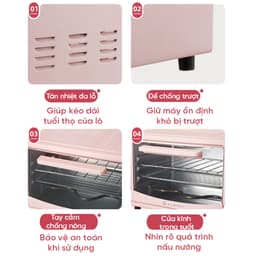 Lò Nướng XABAZY 12L JSD-1202F – 2 Núm Xoay, Hẹn Giờ 60 Phút, Nhiệt 250°C, Nướng Đa Dụng 8