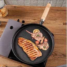 Chảo Gang Chống Dính 20cm,26cm Chảo Làm Bánh Xèo và Rán, Quai Gỗ Cách Nhiệt An Toàn cho Bếp 2