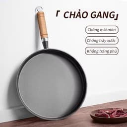 Chảo Gang Chống Dính 20cm,26cm Chảo Làm Bánh Xèo và Rán, Quai Gỗ Cách Nhiệt An Toàn cho Bếp 3