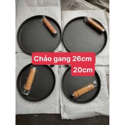 Chảo Gang Chống Dính 20cm,26cm Chảo Làm Bánh Xèo và Rán, Quai Gỗ Cách Nhiệt An Toàn cho Bếp 6