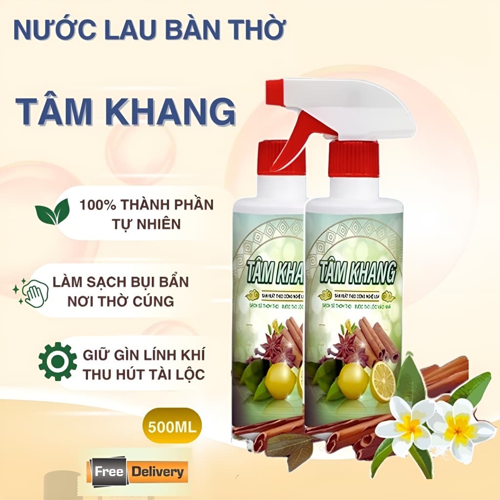 Nước Thơm Lau Bàn Thờ Tâm Khang 500ml – Làm Sạch & Khử Mùi Thanh Tịnh