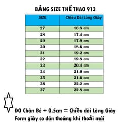 Giày Thể Thao Trẻ Em Thoáng Khí Êm Chân Cho Bé Trai Bé Gái Chống Trơn . 913 8