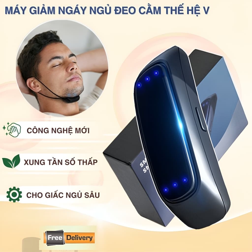 Máy Chống Ngáy Ngủ Thế Hệ 5 – Thiết Bị Giảm Ngáy Có Dây Đeo Cằm Thông Minh