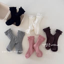 Set 5 đôi tất vớ bé gái cổ bèo sytle Hàn Quốc tone màu ngọt ngào_Hàng QCCC 2