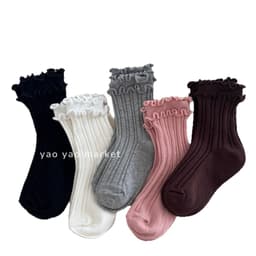 Set 5 đôi tất vớ bé gái cổ bèo sytle Hàn Quốc tone màu ngọt ngào_Hàng QCCC 5