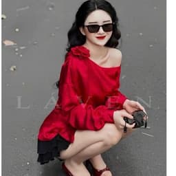 Set Áo Đỏ Lụa Lệch Vai Sang Chảnh – Hot Trend Dự Tiệc, set đồ mặc tết | Xukadress 3