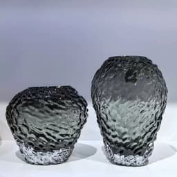 Bình hoa thủy tinh dung nham màu cam/ màu xám - HDBTT0025 7