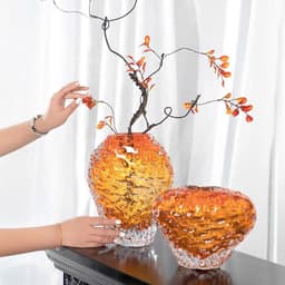 Bình hoa thủy tinh dung nham màu cam/ màu xám - HDBTT0025 1