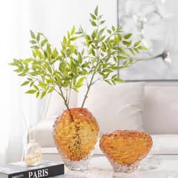 Bình hoa thủy tinh dung nham màu cam/ màu xám - HDBTT0025 5